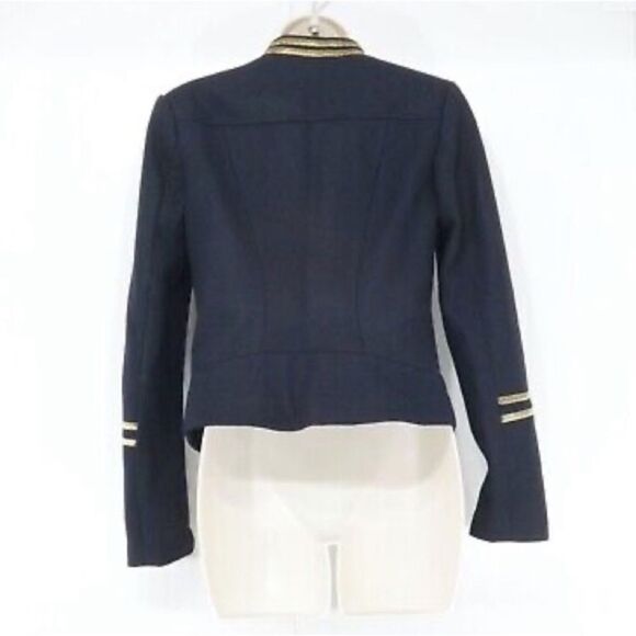 H&M Navy Gold WOOL Blend Military Style Jacket
Coat Gold Accents Size 11/ small - Picture 3 of 13